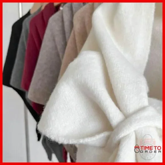 Large Knitted Shawl Wrap, Polyester Pashmina, Versatile All-Season Scarf - Picture 6 of 8